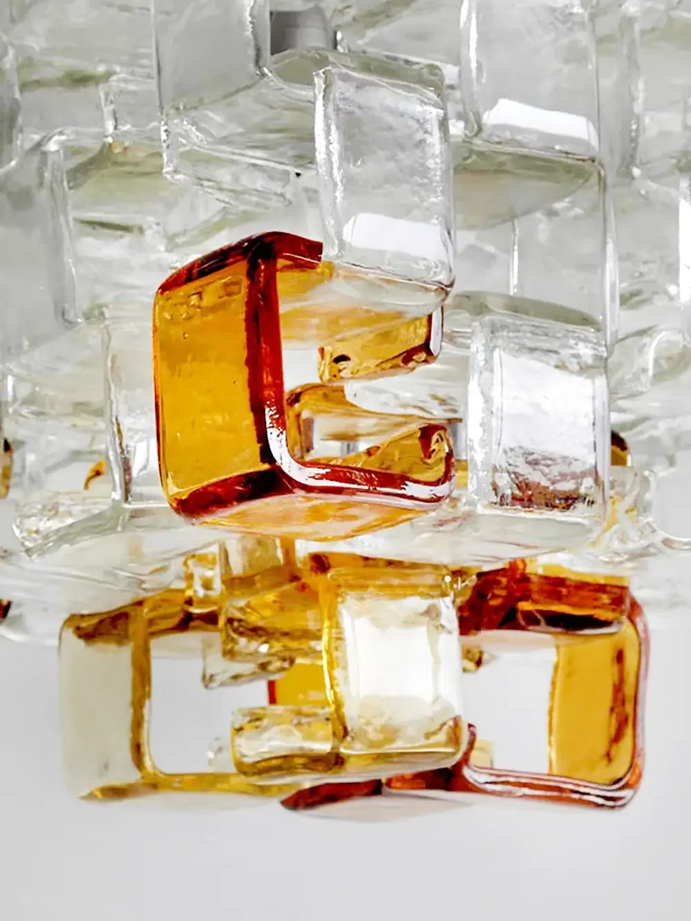 Cubitos de hielo de cristal Lámpara de araña ámbar transparente