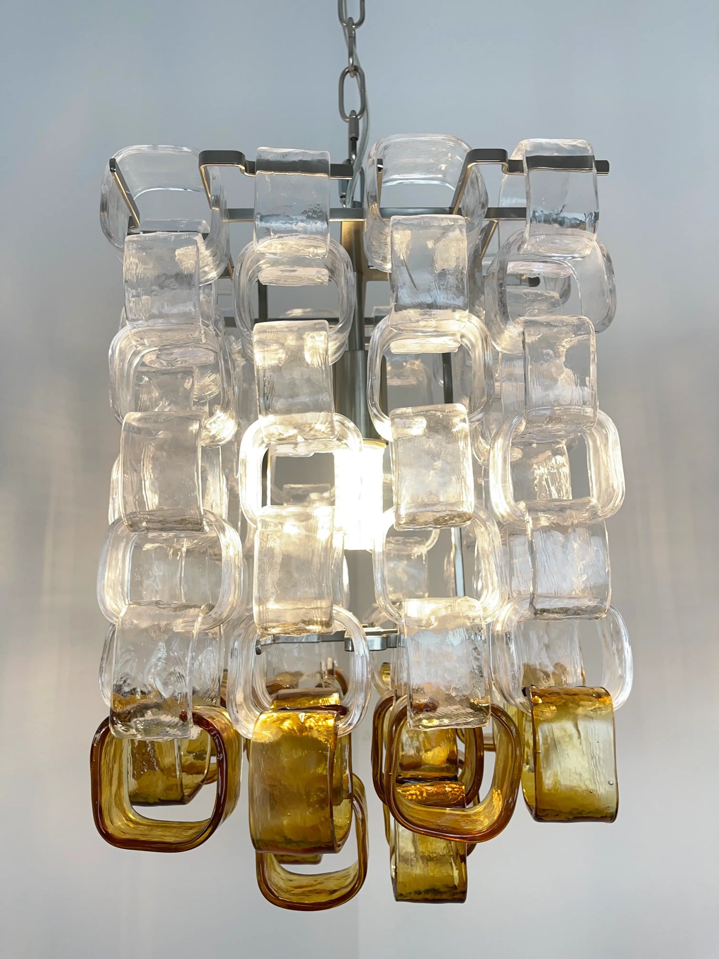 Cubitos de hielo de cristal Lámpara de araña ámbar transparente