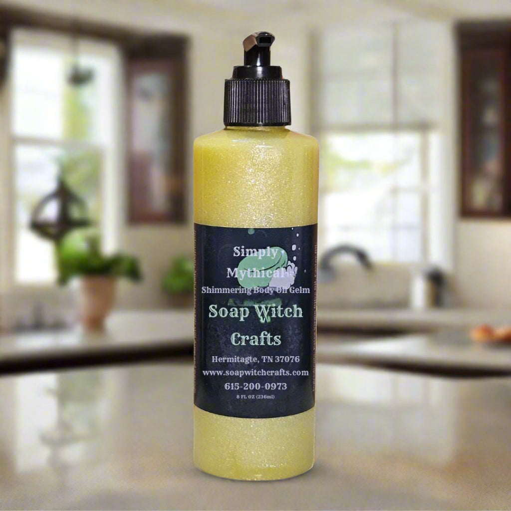 Gel de aceite corporal con destellos Simply Mythical - Crema de fresa y lavanda