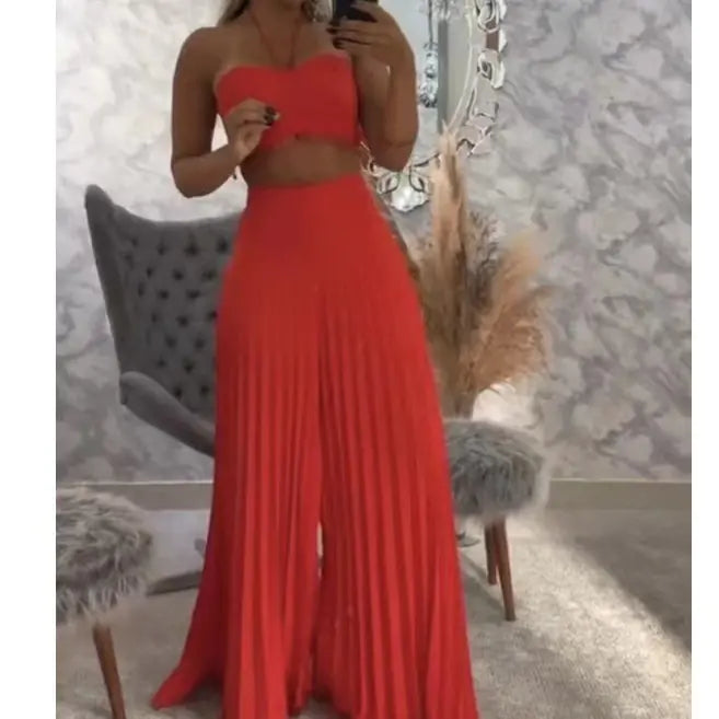 2023 Spring Women's Fashion Solid Color Top & Skirt Set