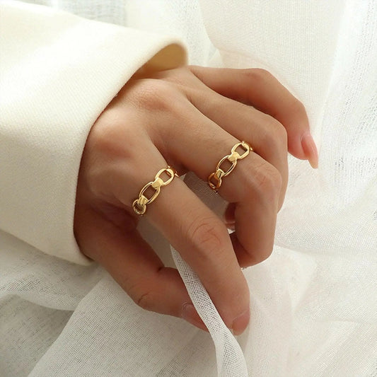 Acaban de llegar camisetas Trendsi - Anillo de titanio ajustable chapado en oro