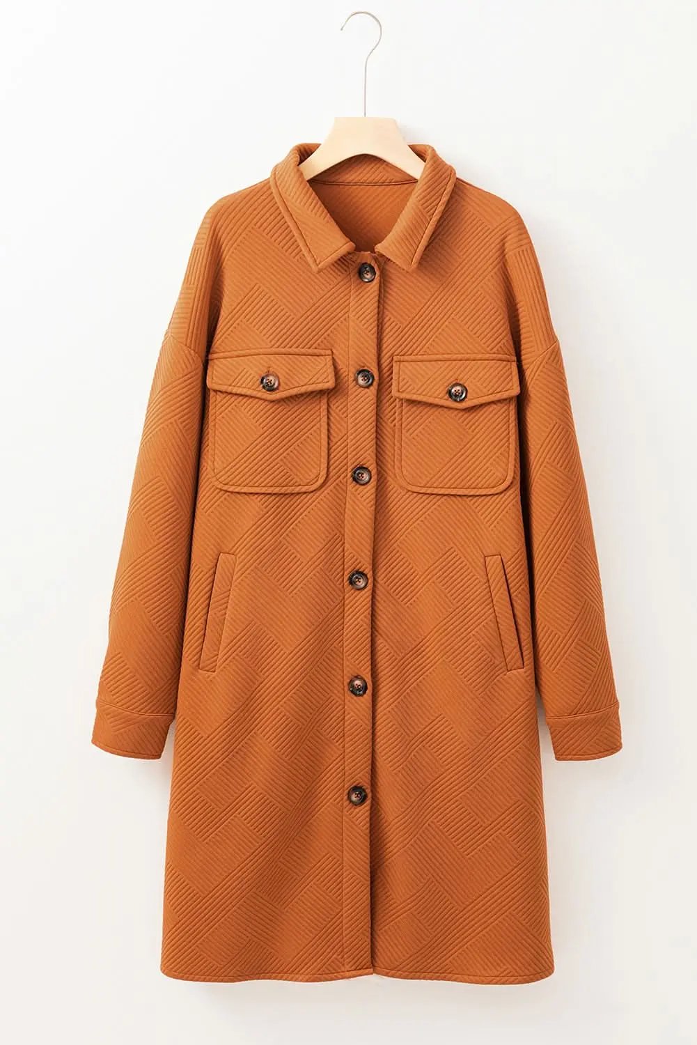 Jackets Love Salve Gold Duster Coat Women's Casual Textured Cardigan - Buttoned & Stylish