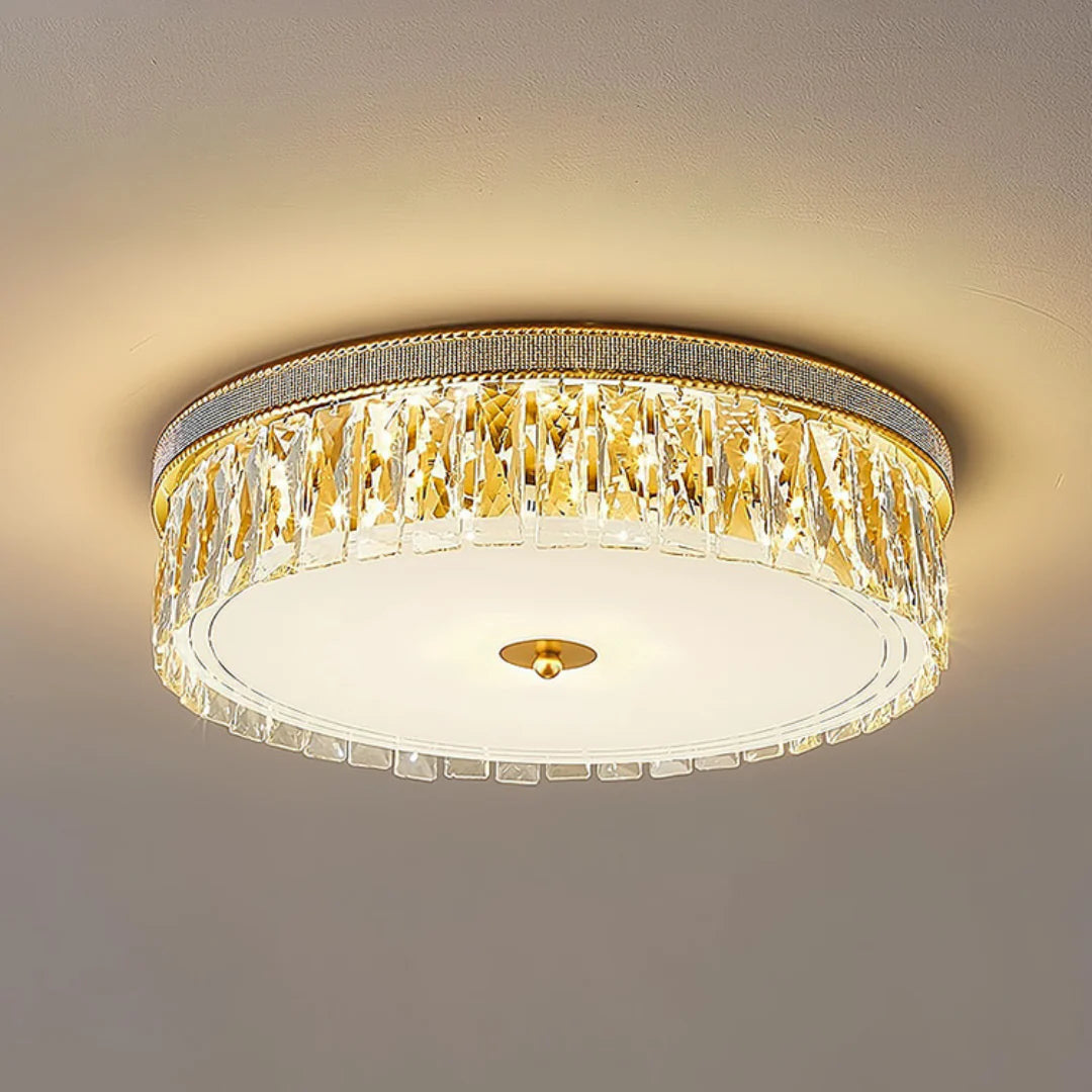 Lámpara de techo de cristal dorado