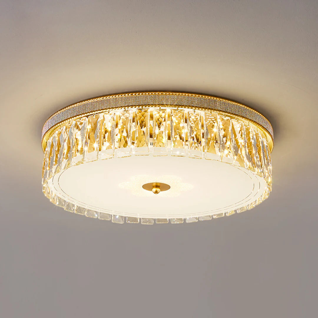 Lámpara de techo de cristal dorado