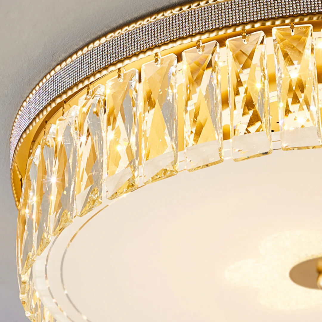 Lámpara de techo de cristal dorado