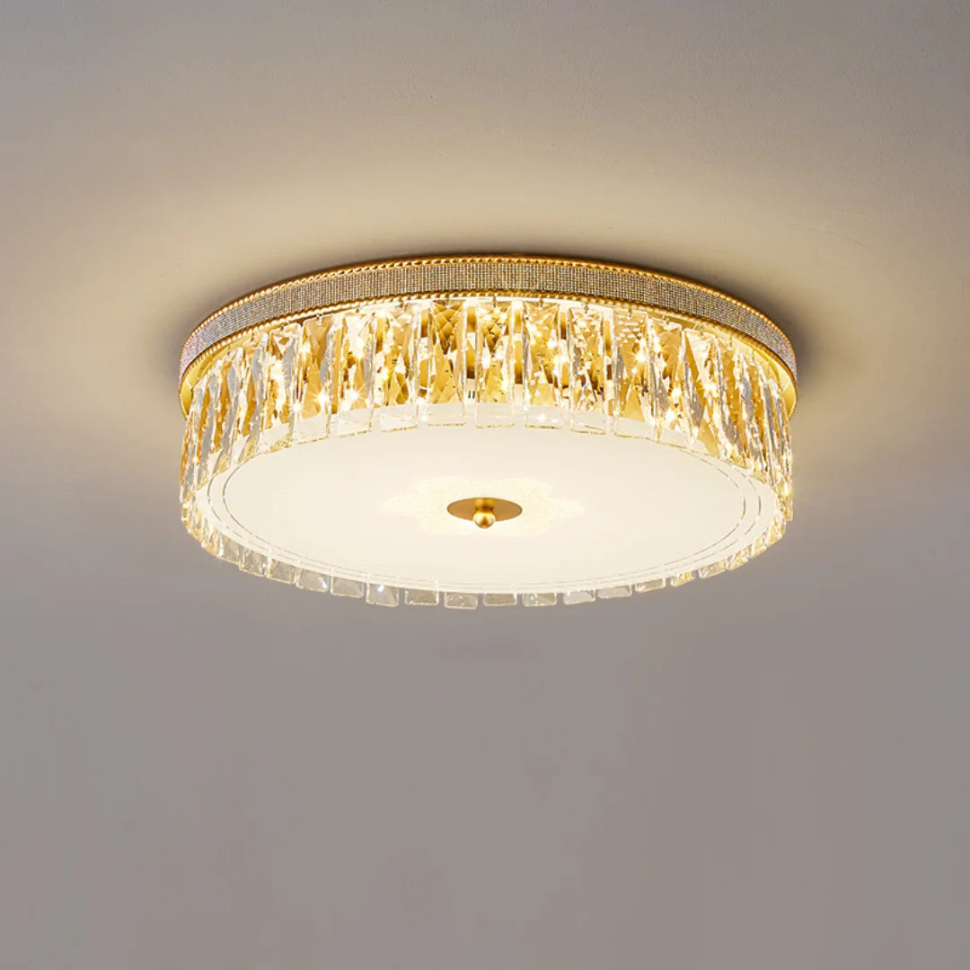 Lámpara de techo de cristal dorado