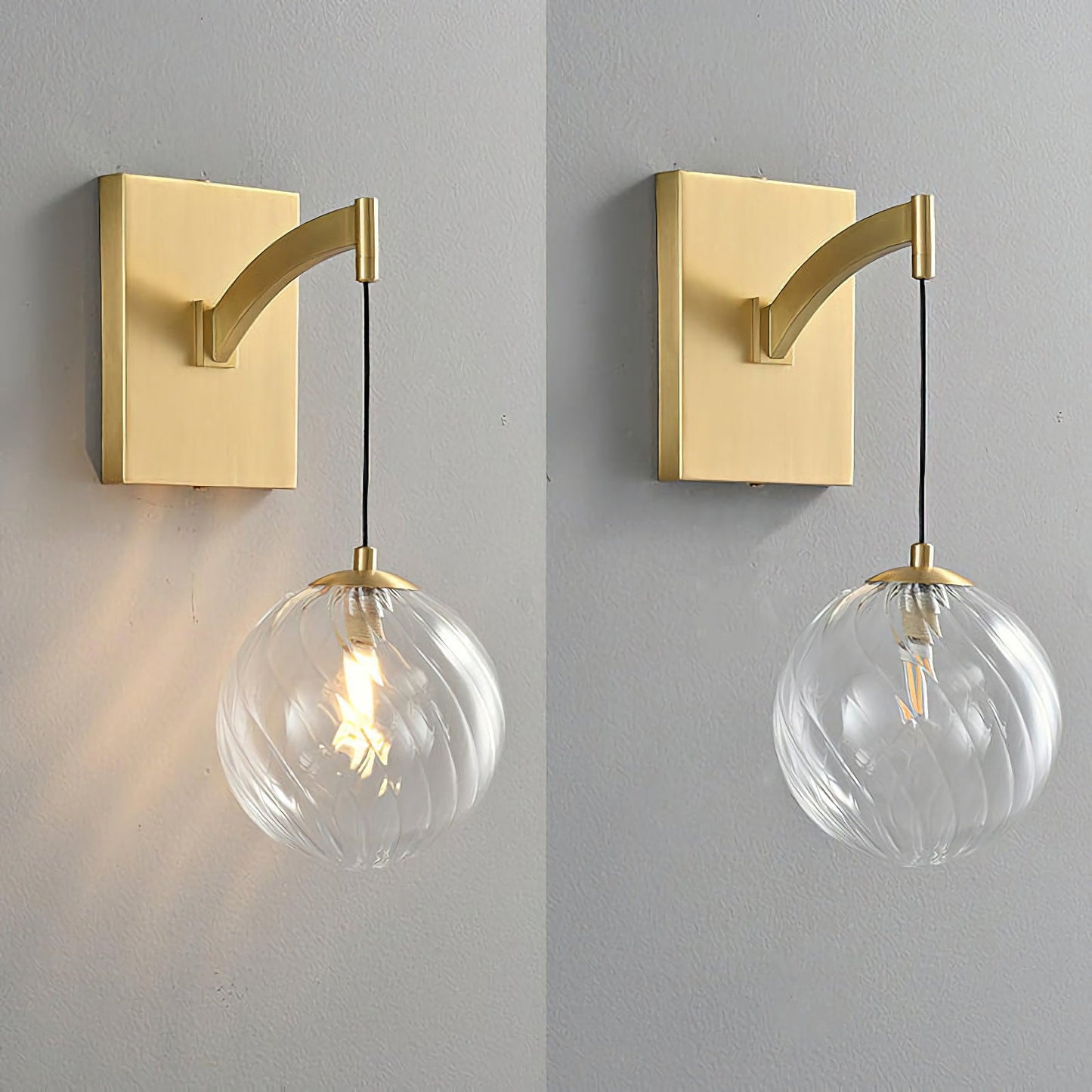 Lámpara de pared de cristal Golden Globe
