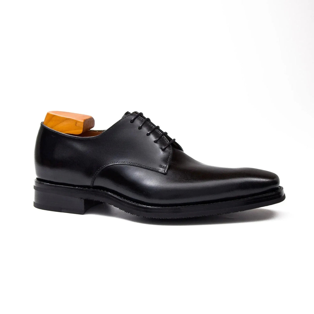 Black Plain-Toe Goodyear Derby Shoes