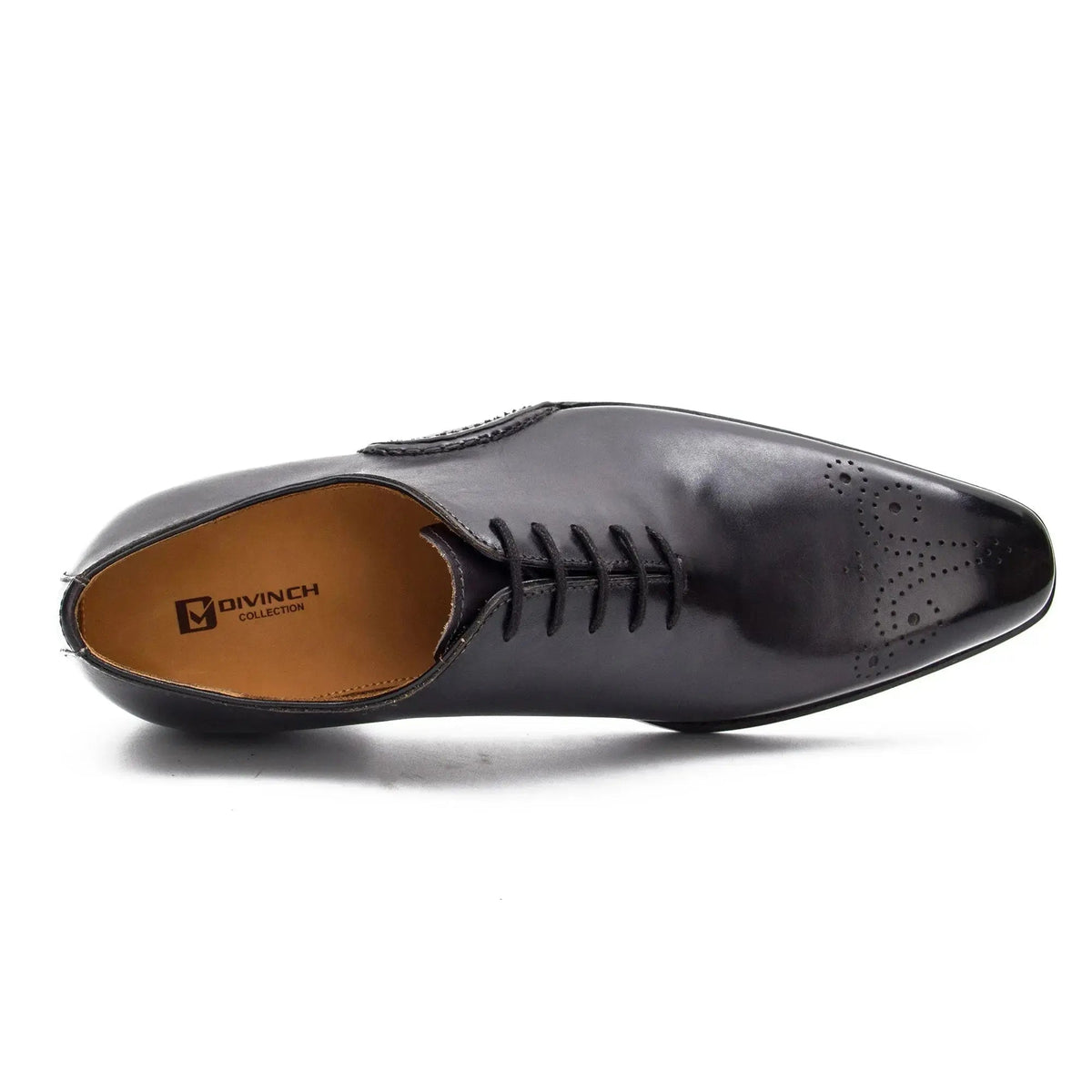 Black Square-Toe Cow Leather Oxford Shoes
