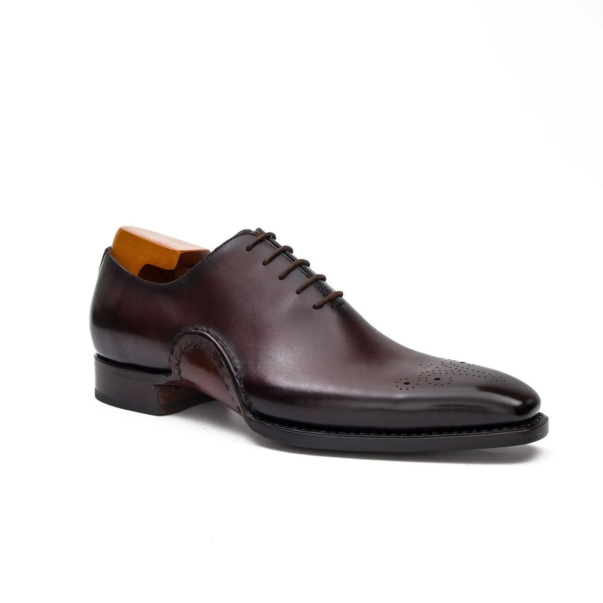 Brown Square-Toe Cow Leather Oxford Shoes