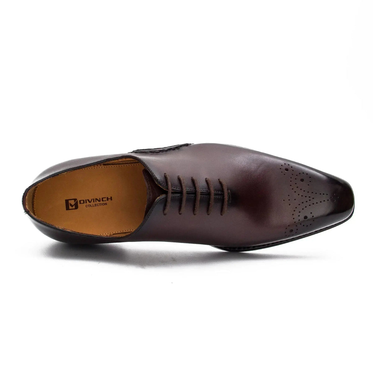 Brown Square-Toe Cow Leather Oxford Shoes
