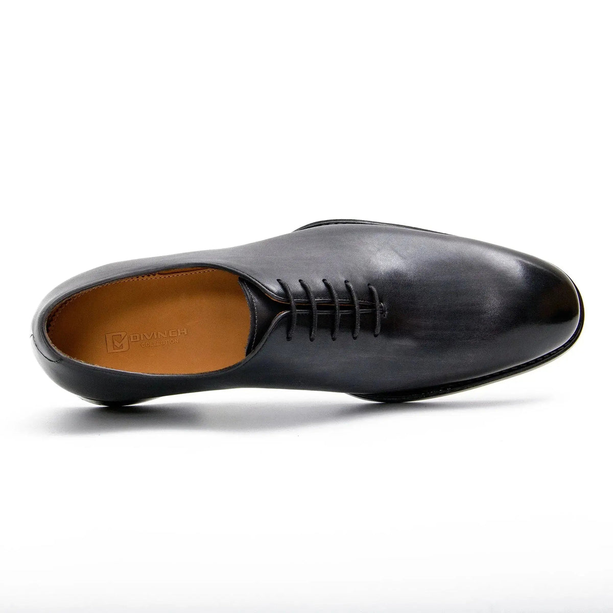 Black Plain-Toe Cow Leather Oxford Shoes
