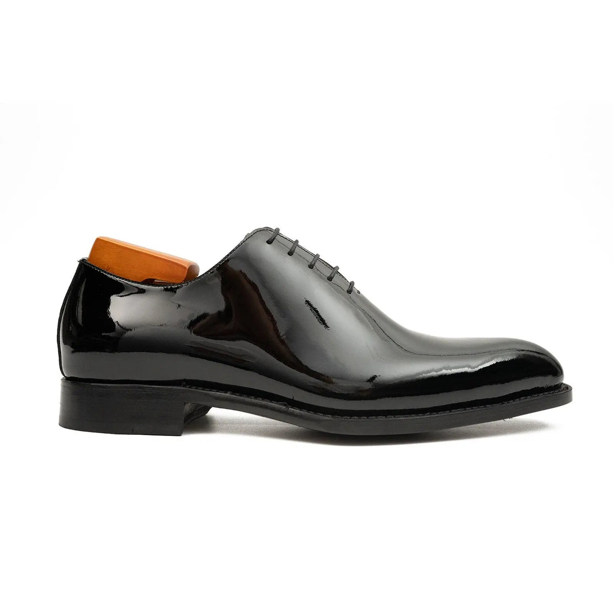 Black Plain-Toe Calf Leather Oxford Shoes