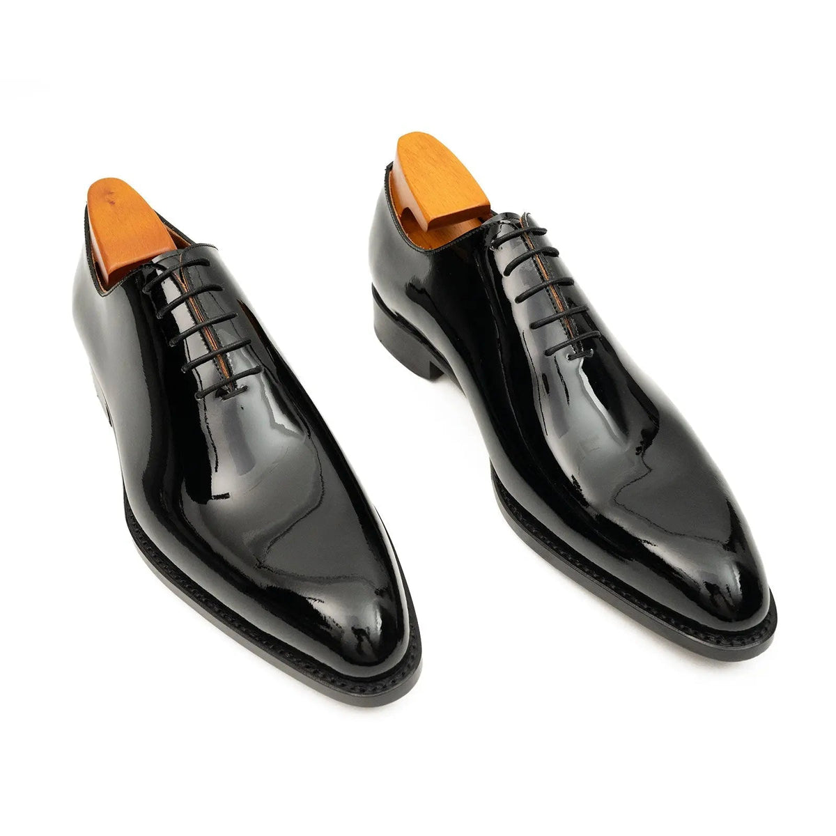 Black Plain-Toe Calf Leather Oxford Shoes