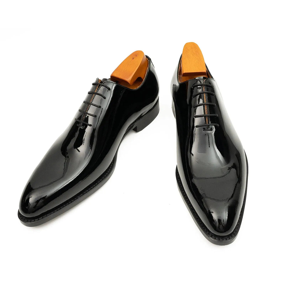 Black Plain-Toe Calf Leather Oxford Shoes