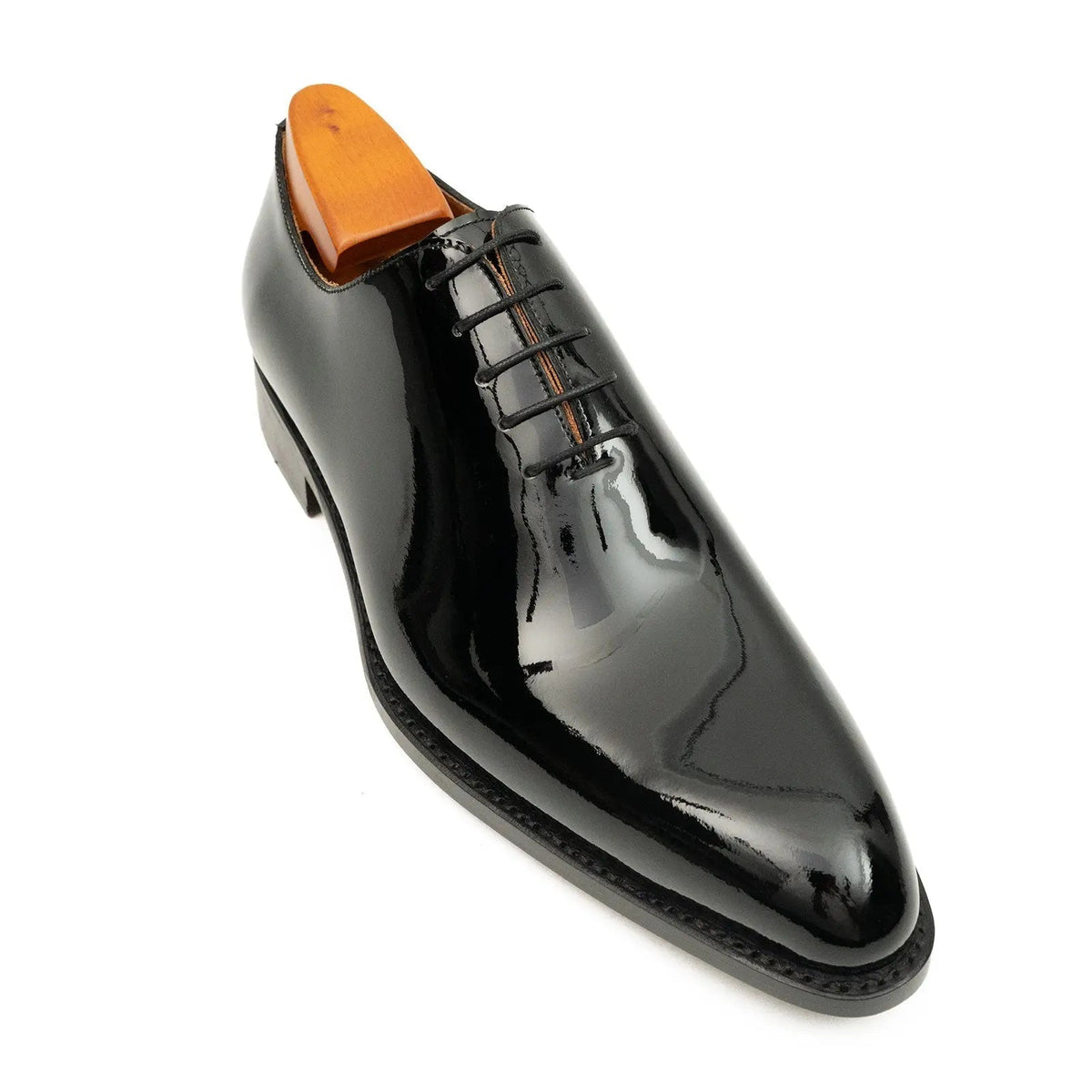 Black Plain-Toe Calf Leather Oxford Shoes