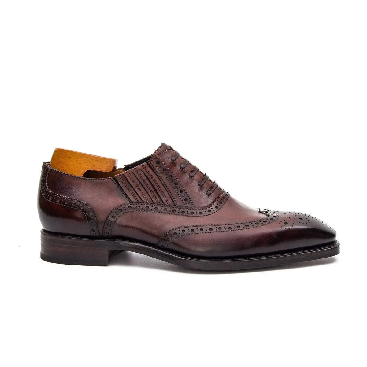 Brown Wingtip Cow Leather Oxford Shoes