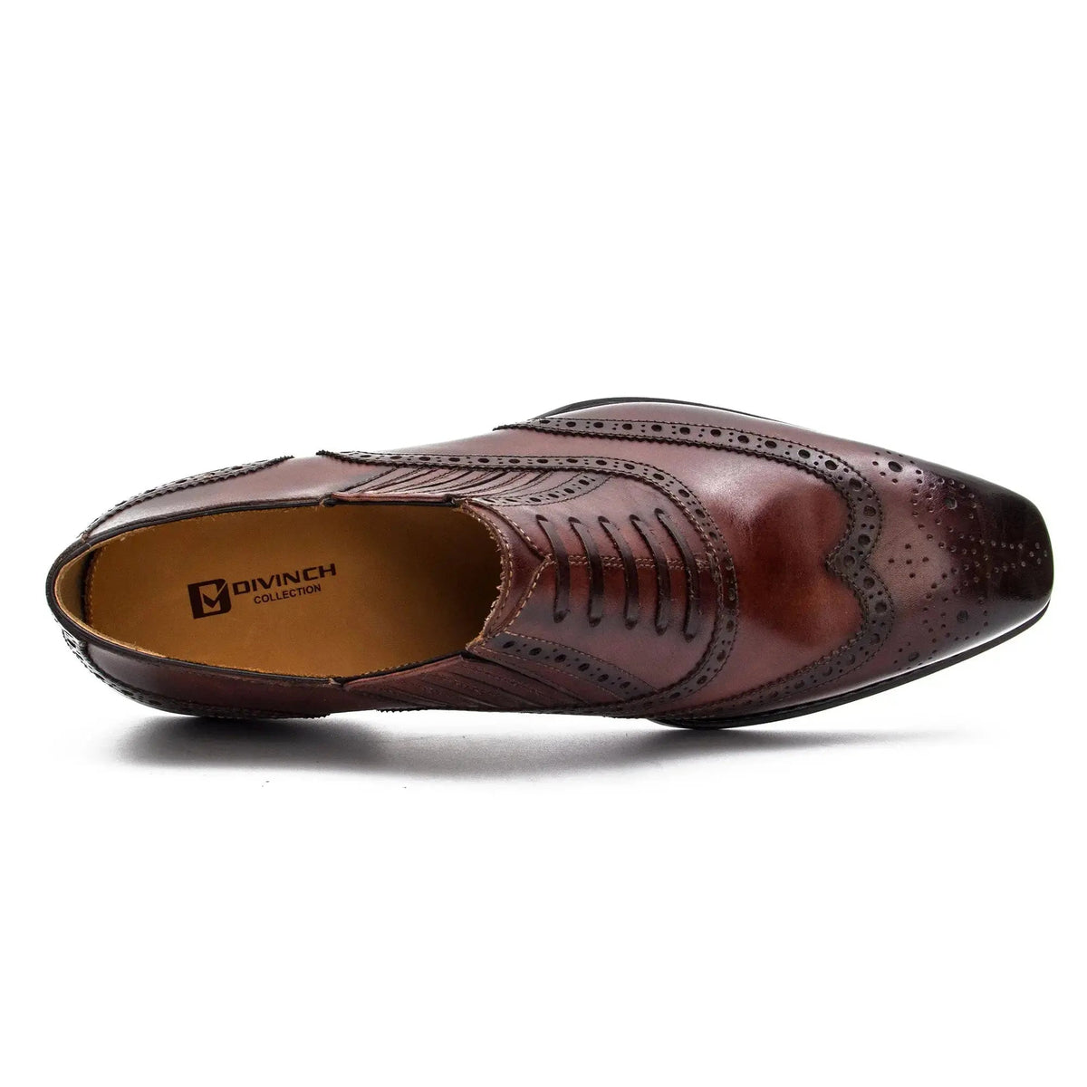 Brown Wingtip Cow Leather Oxford Shoes