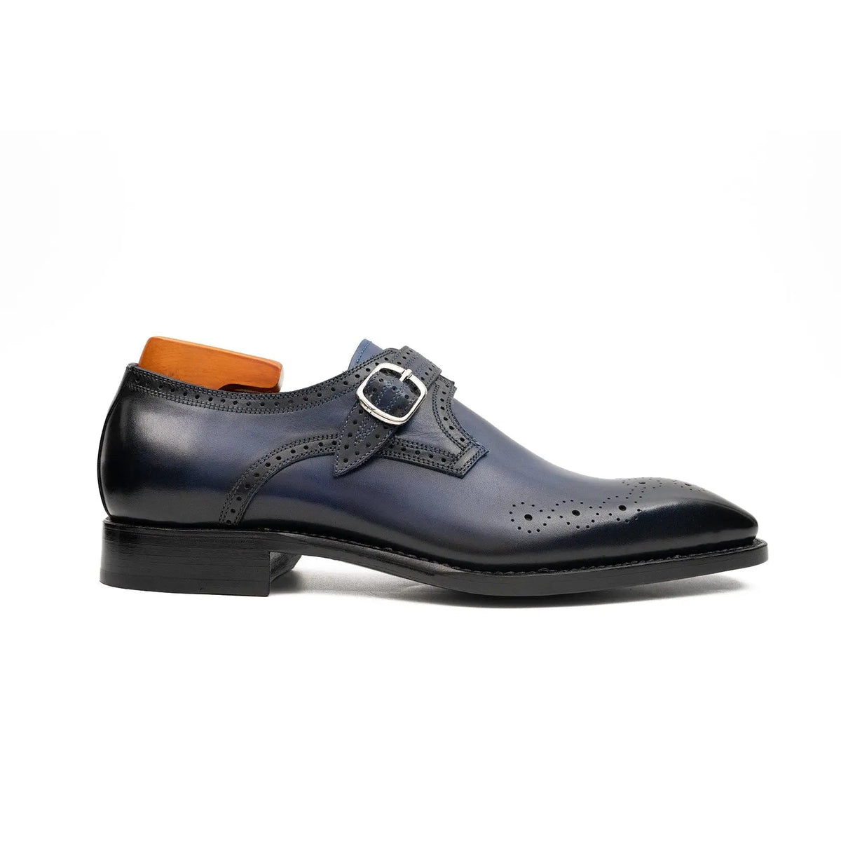 Blue Cow Leather Monk Shoes