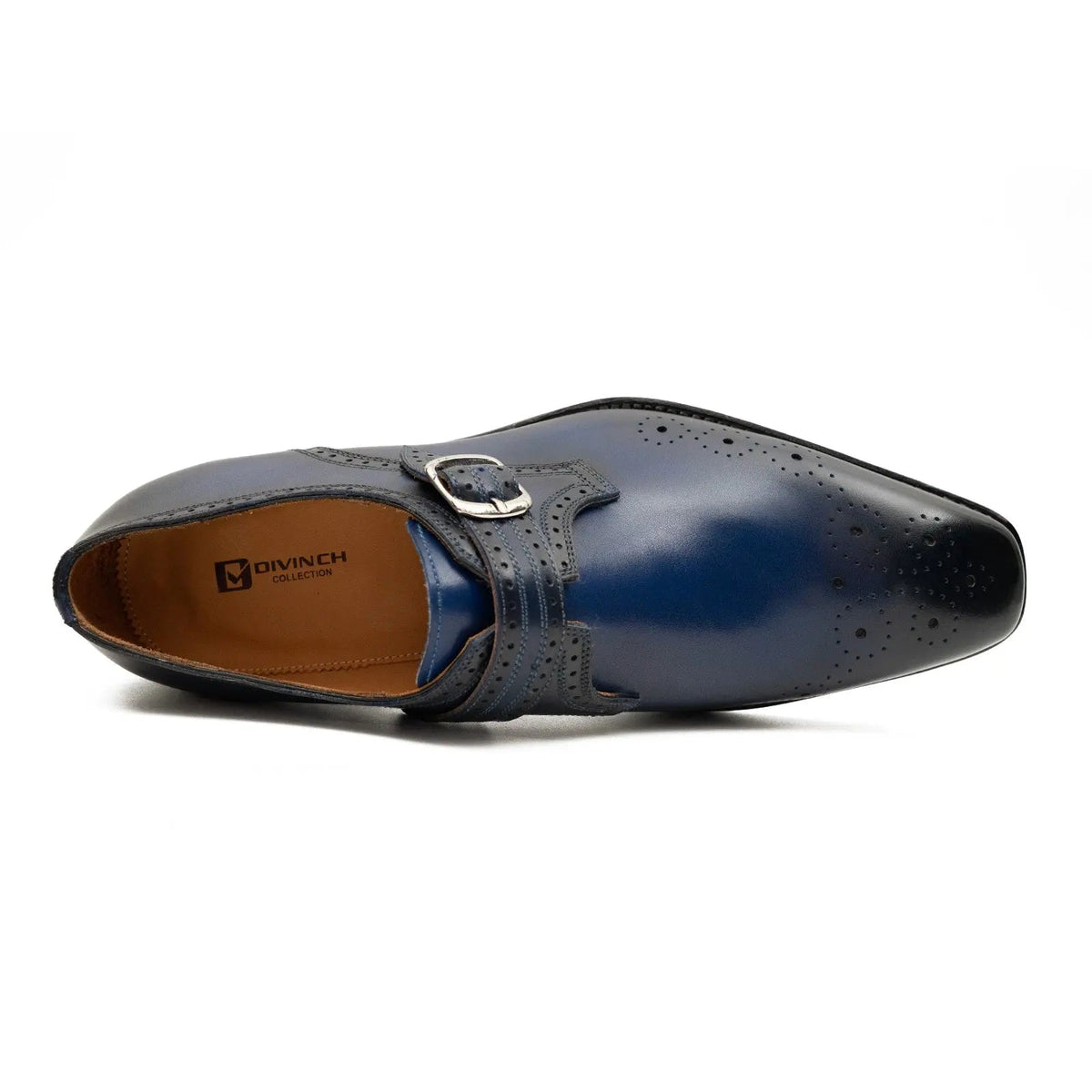 Blue Cow Leather Monk Shoes