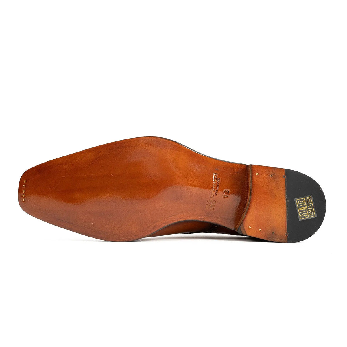 Orange-Brown Square-Toe Cow Leather Oxford Shoes