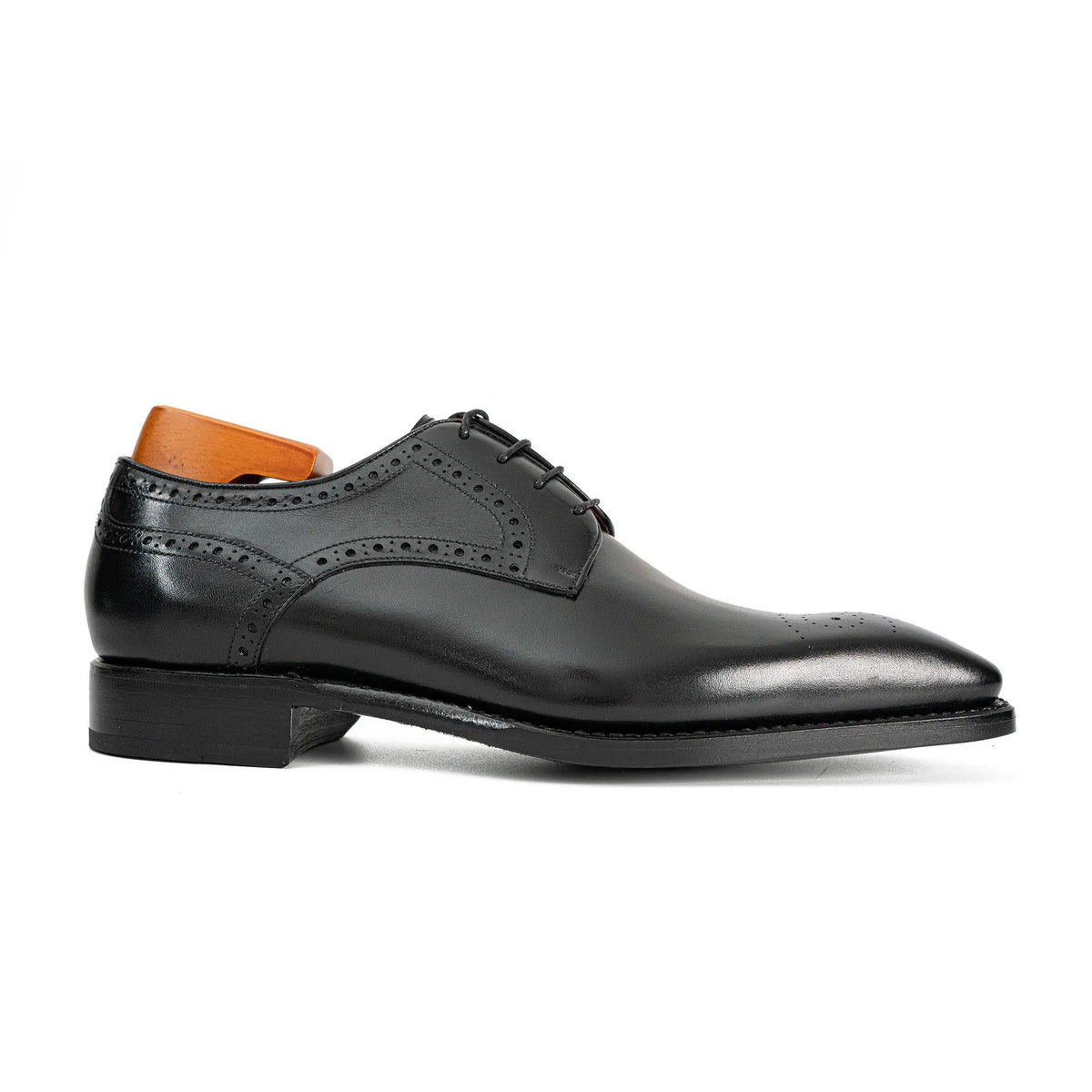 Black Square-Toe Cow Leather Oxford Shoes
