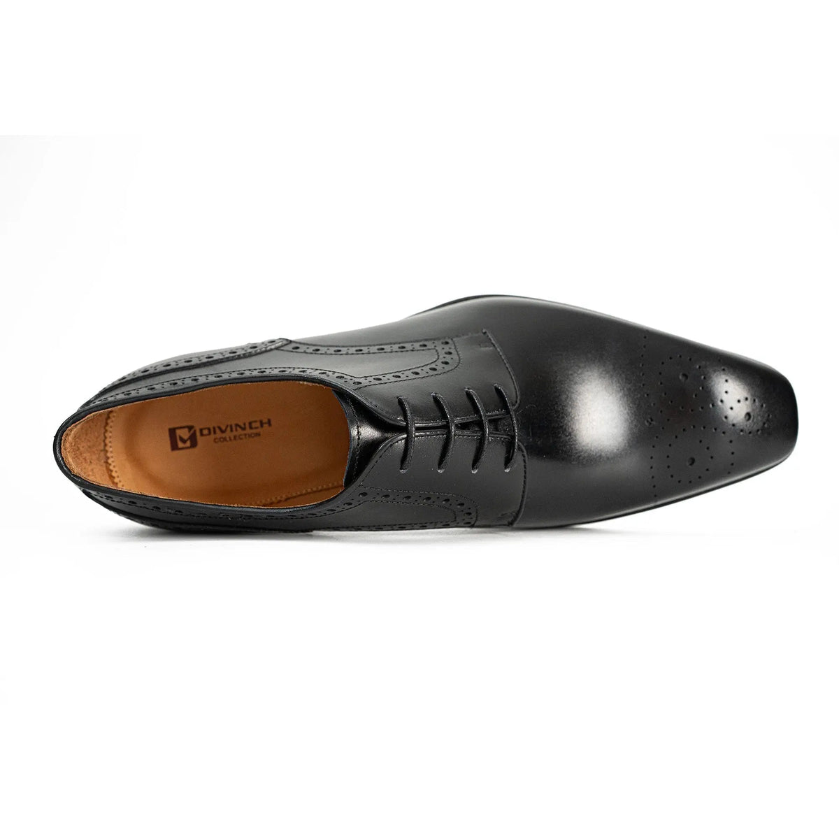 Black Square-Toe Cow Leather Oxford Shoes