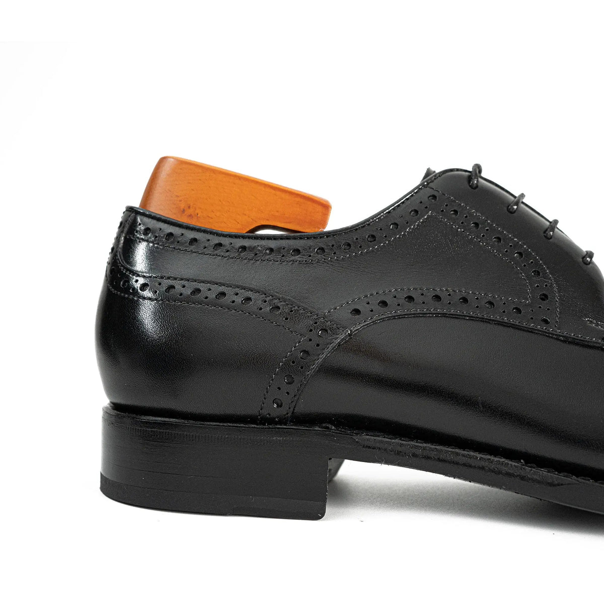 Black Square-Toe Cow Leather Oxford Shoes