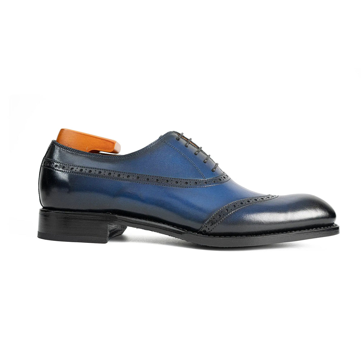 Blue Shaded Calf Leather Oxford Shoes