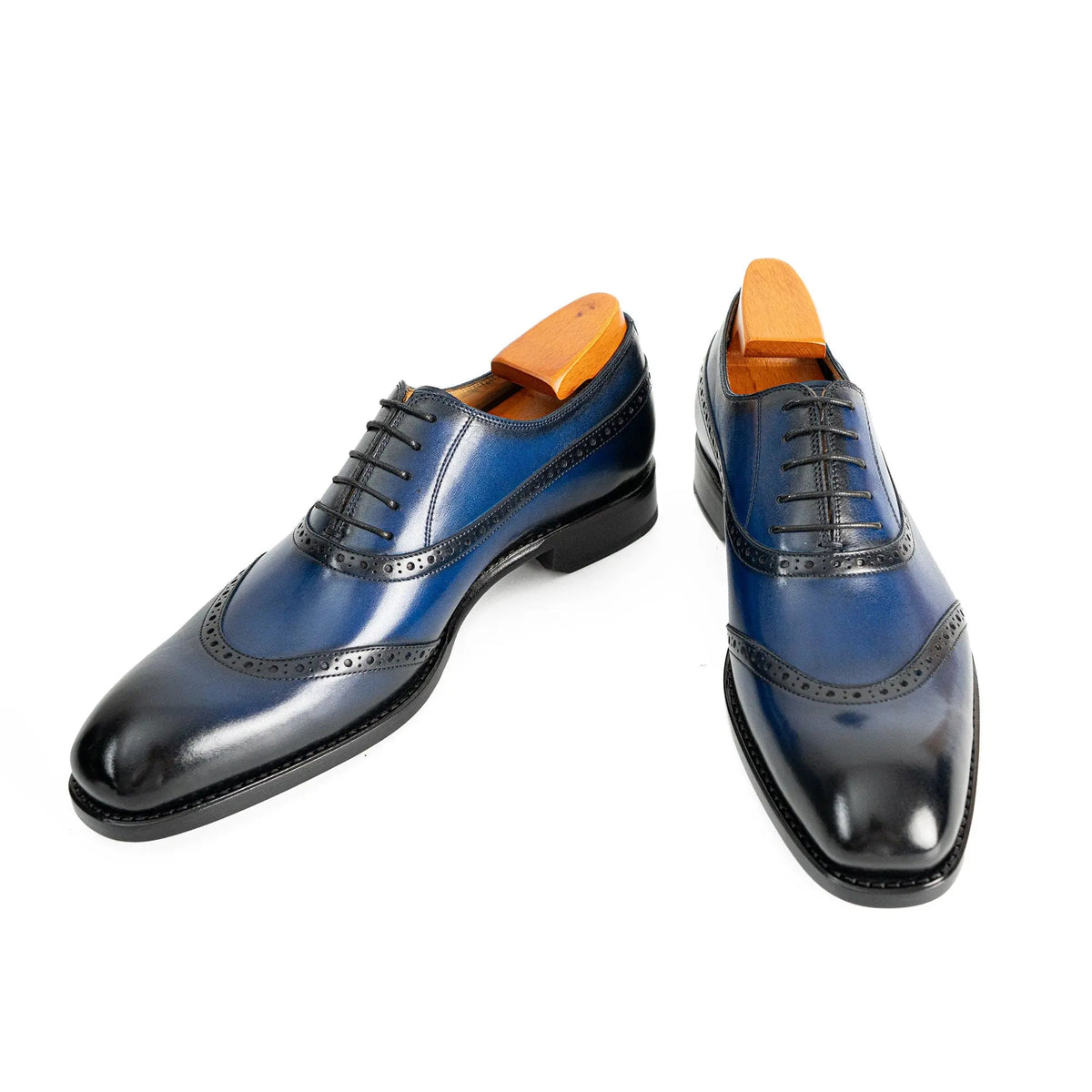 Blue Shaded Calf Leather Oxford Shoes