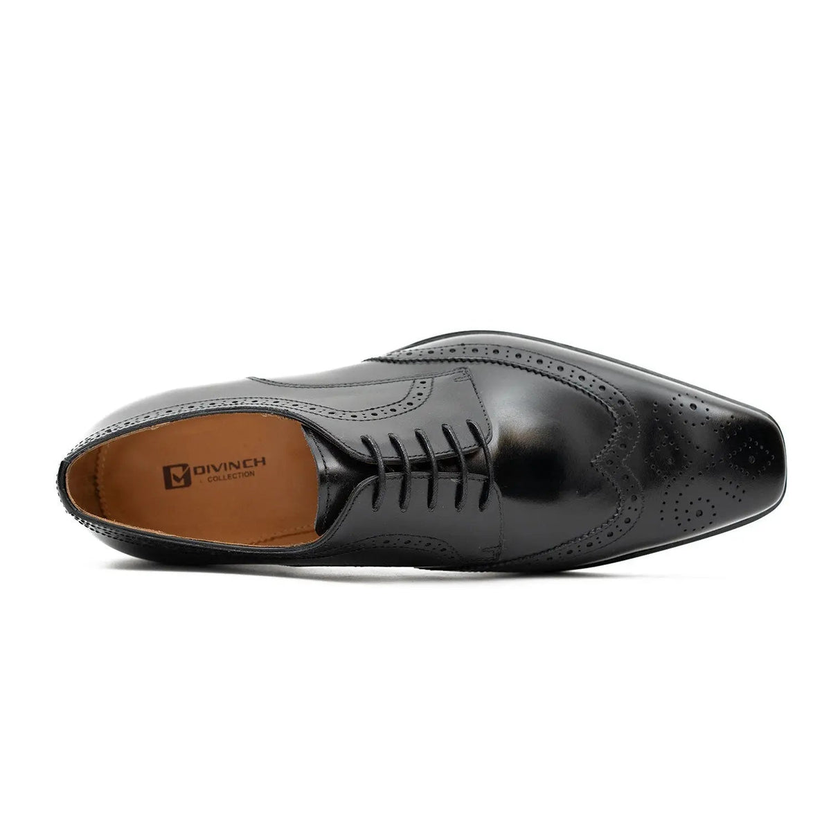 Black Wingtip Cow Leather Derby Shoes