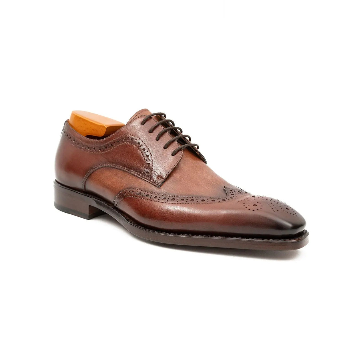 Brown Wingtip Cow Leather Derby Shoes