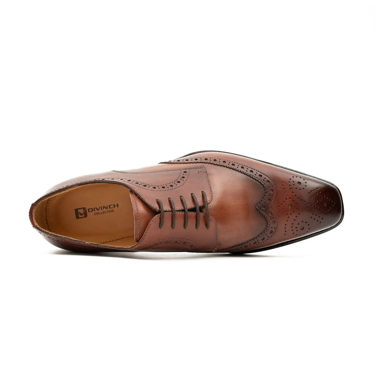 Brown Wingtip Cow Leather Derby Shoes