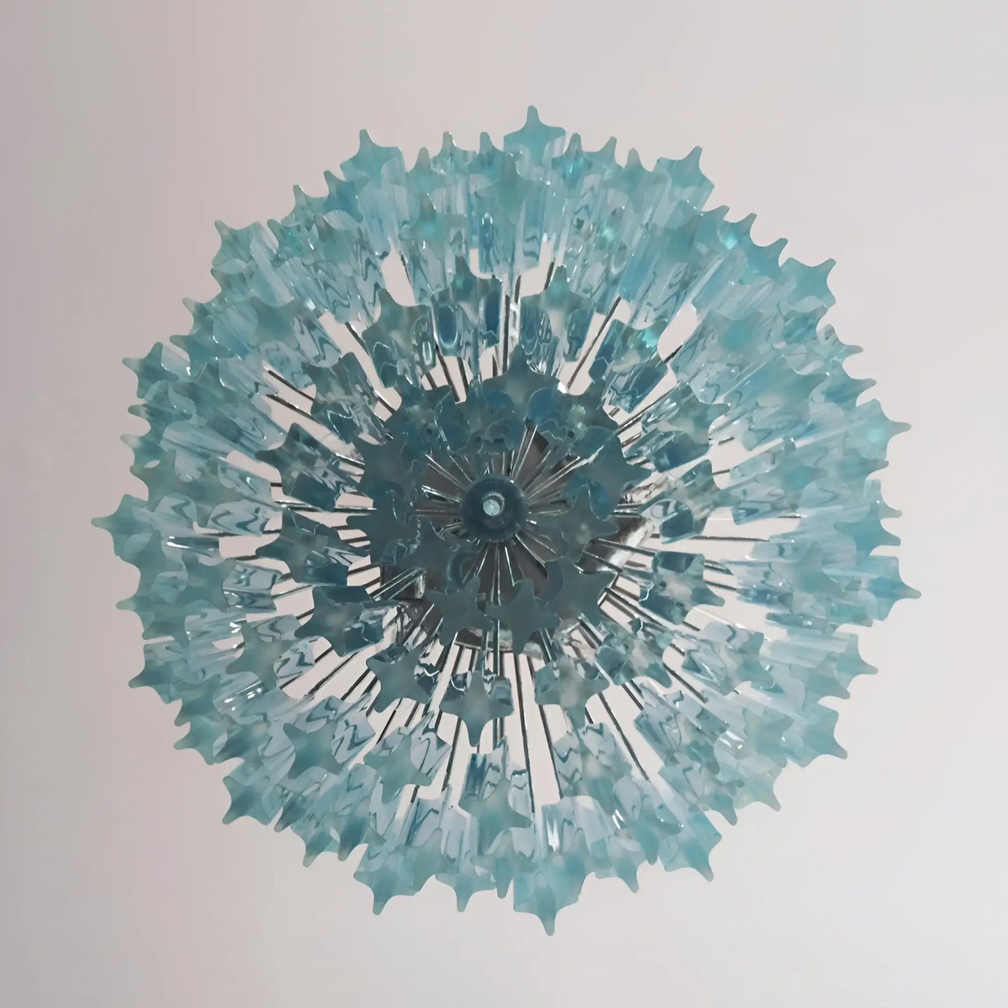 Magnífica lámpara de araña Murano Quadriedri Prisms azul