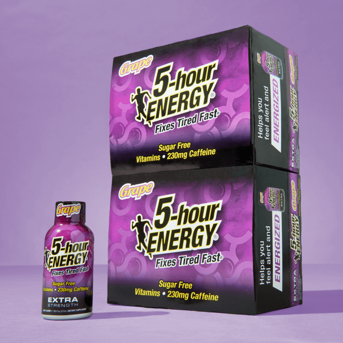 Paquete de 24 Bebidas Energéticas Extra Fuertes de 5 horas, Sabor Uva, 1.93 Fl Oz