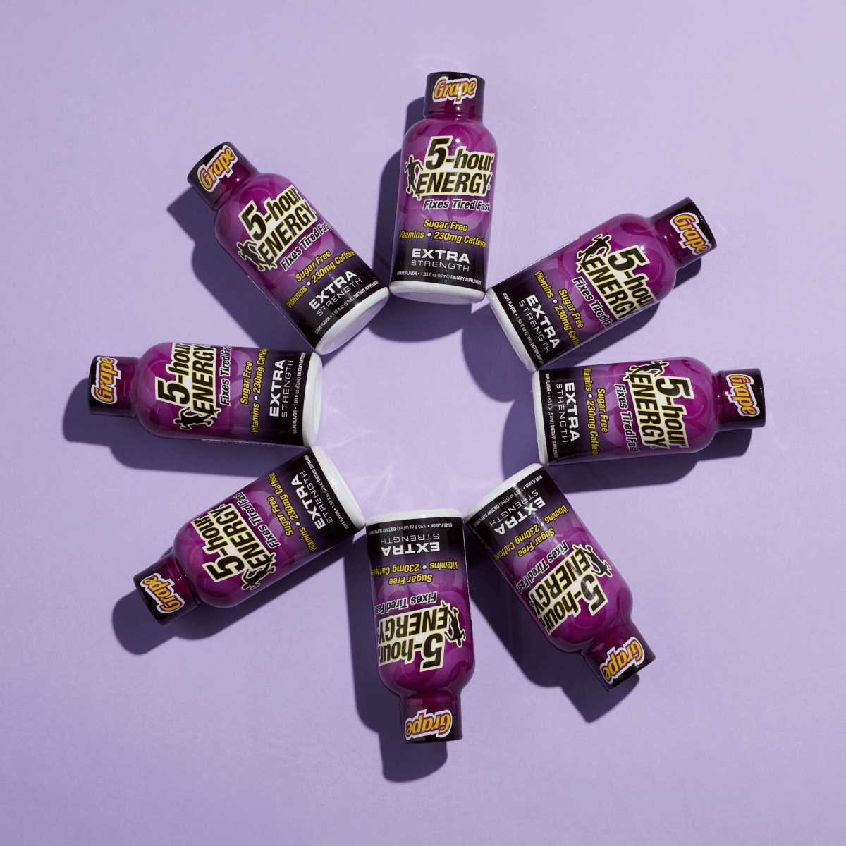 Paquete de 24 Bebidas Energéticas Extra Fuertes de 5 horas, Sabor Uva, 1.93 Fl Oz