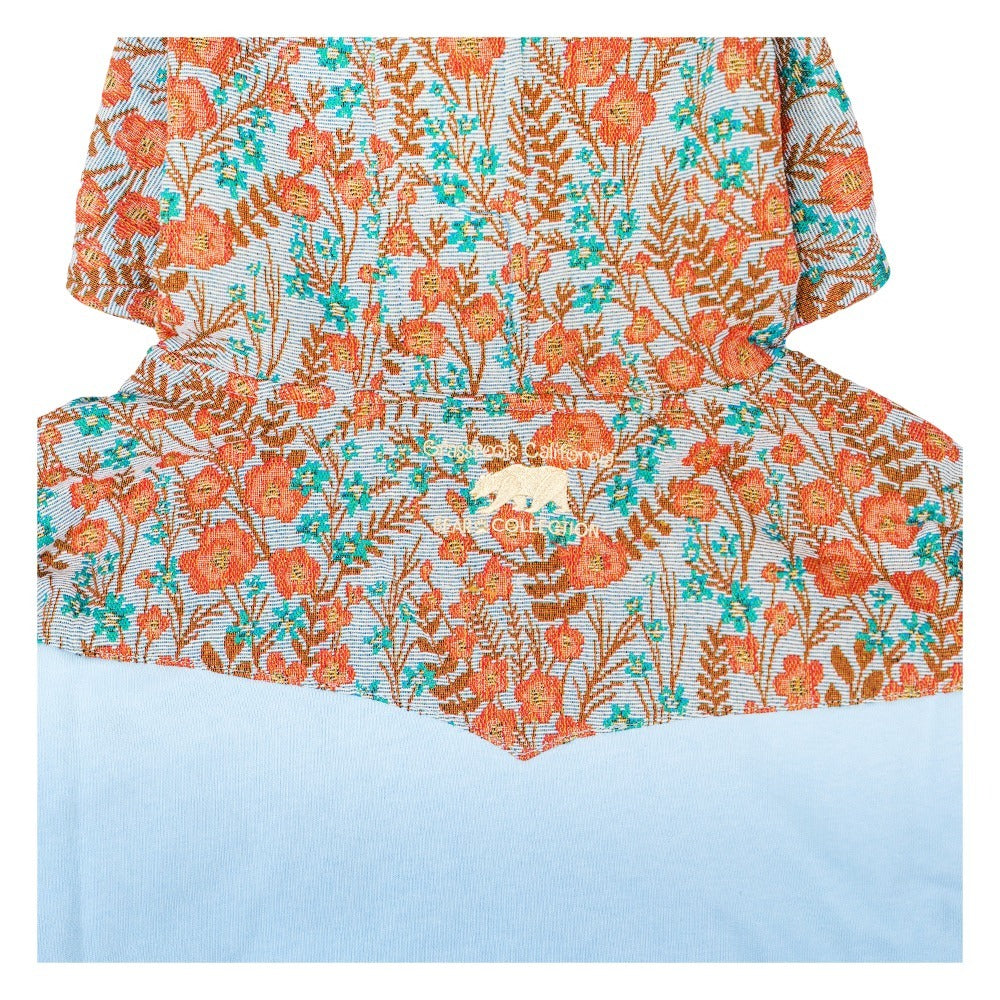Sudadera con capucha azul con cremallera y osos florales extraíbles