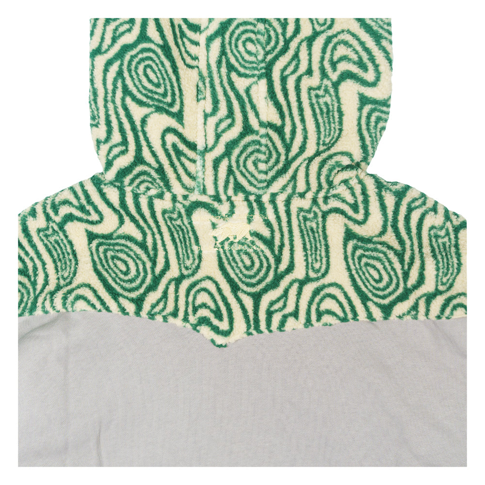 Sudadera con capucha y cremallera de piel verde con orejas extraíbles