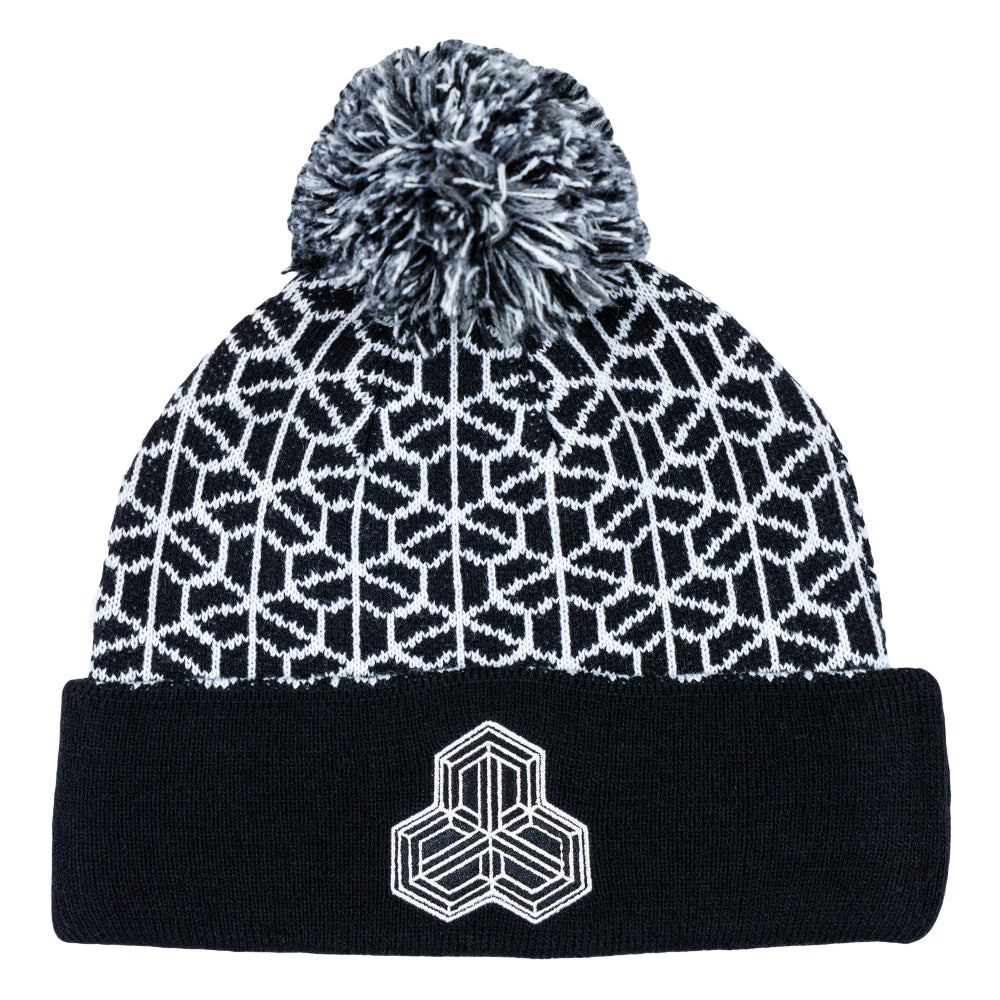 Gorro con pompón Isomatrix blanco y negro