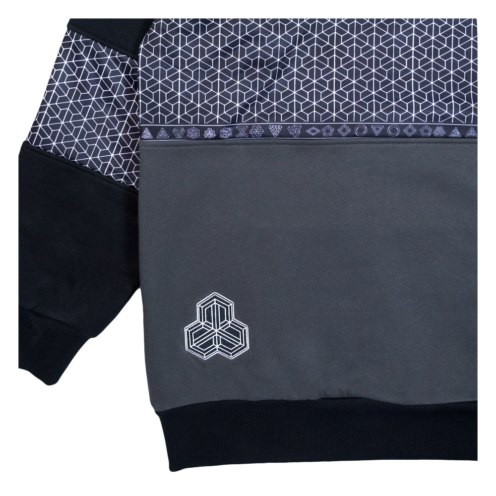 Sudadera con capucha alta Isomatrix negra y gris