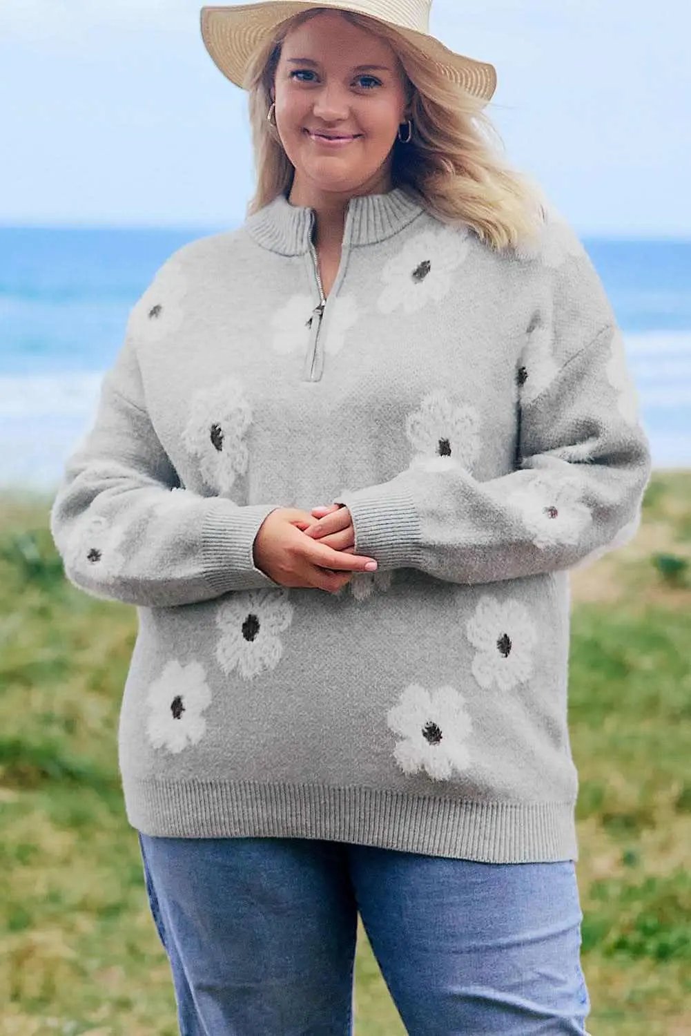 Love Salve Plus Size Embroidered Sweater — Cozy Winter Essential