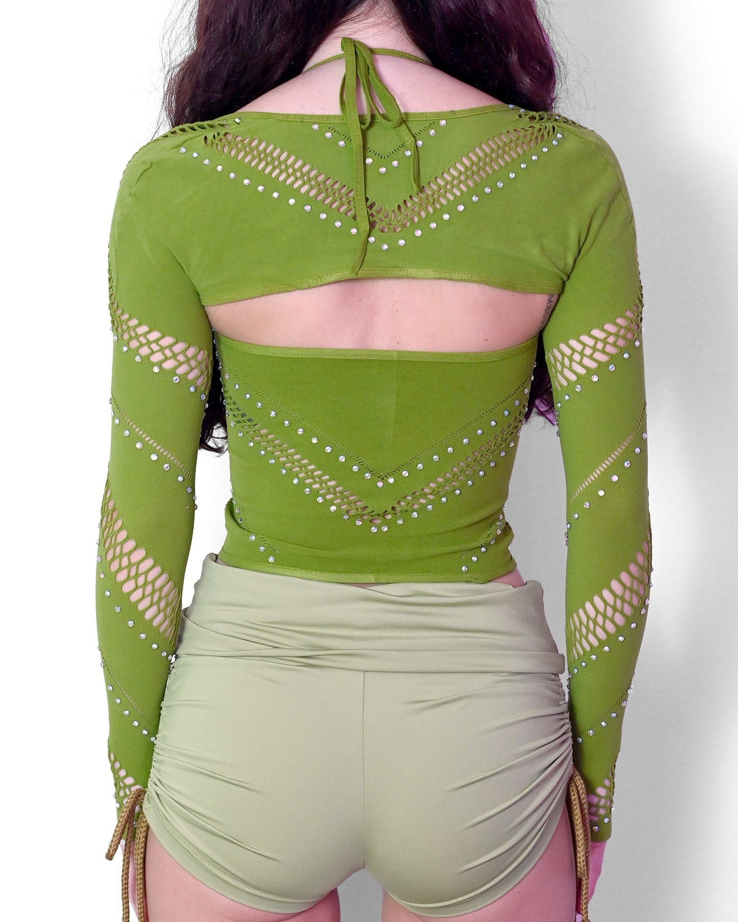 Conjunto de bolero de halter verde