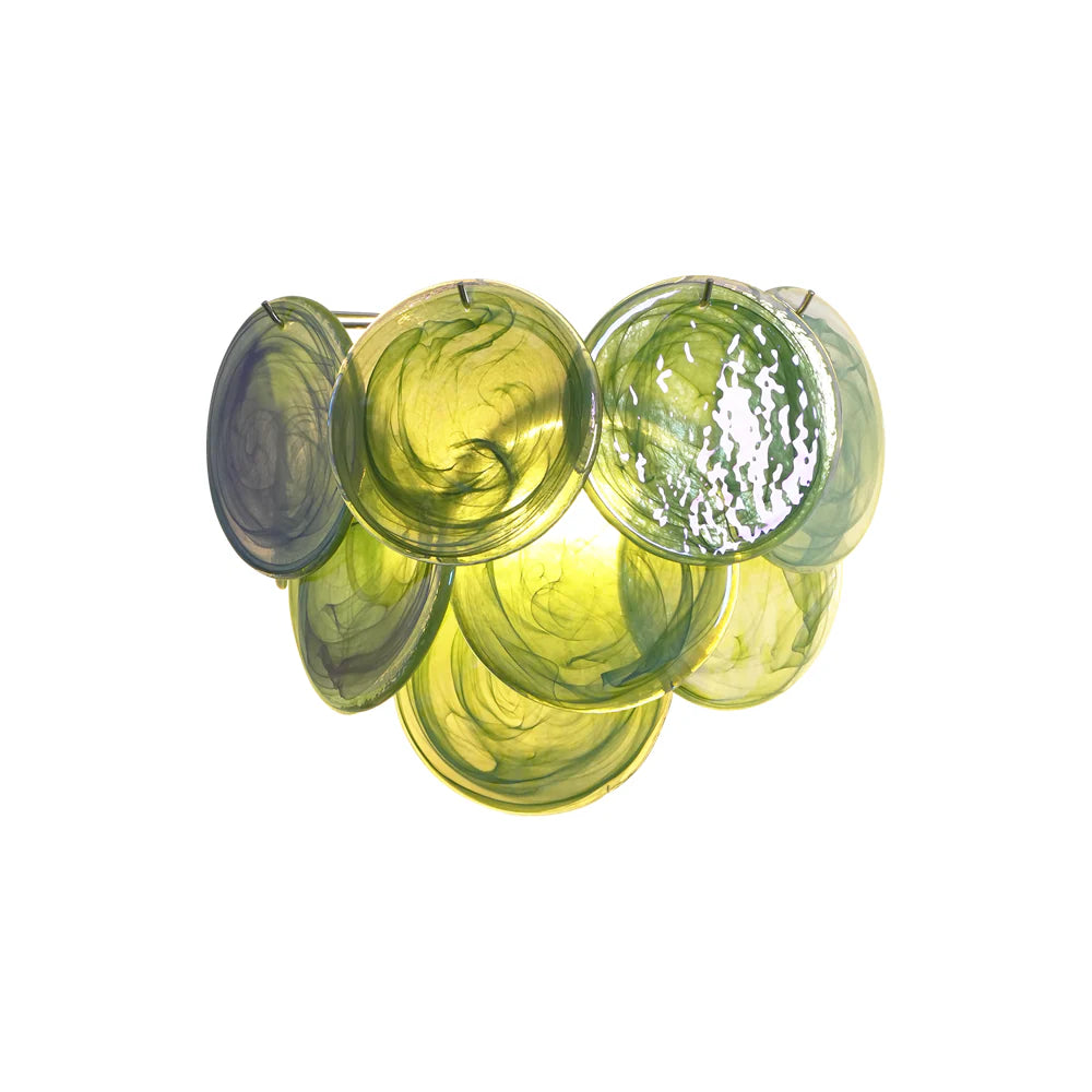 Aplique de pared disco de cristal de Murano verde