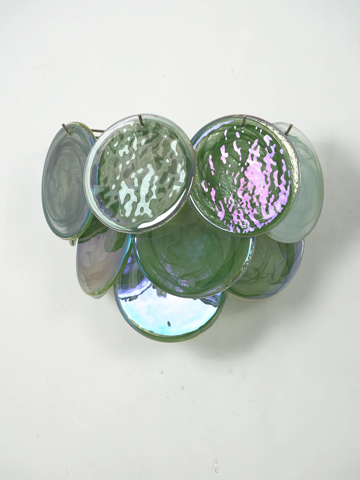 Aplique de pared disco de cristal de Murano verde