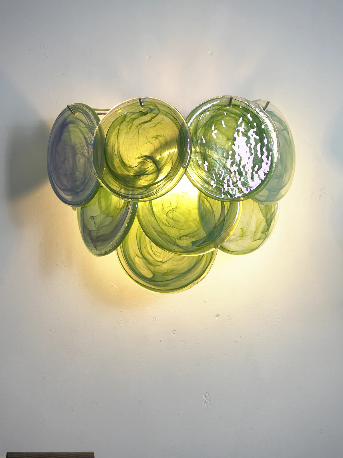 Aplique de pared disco de cristal de Murano verde