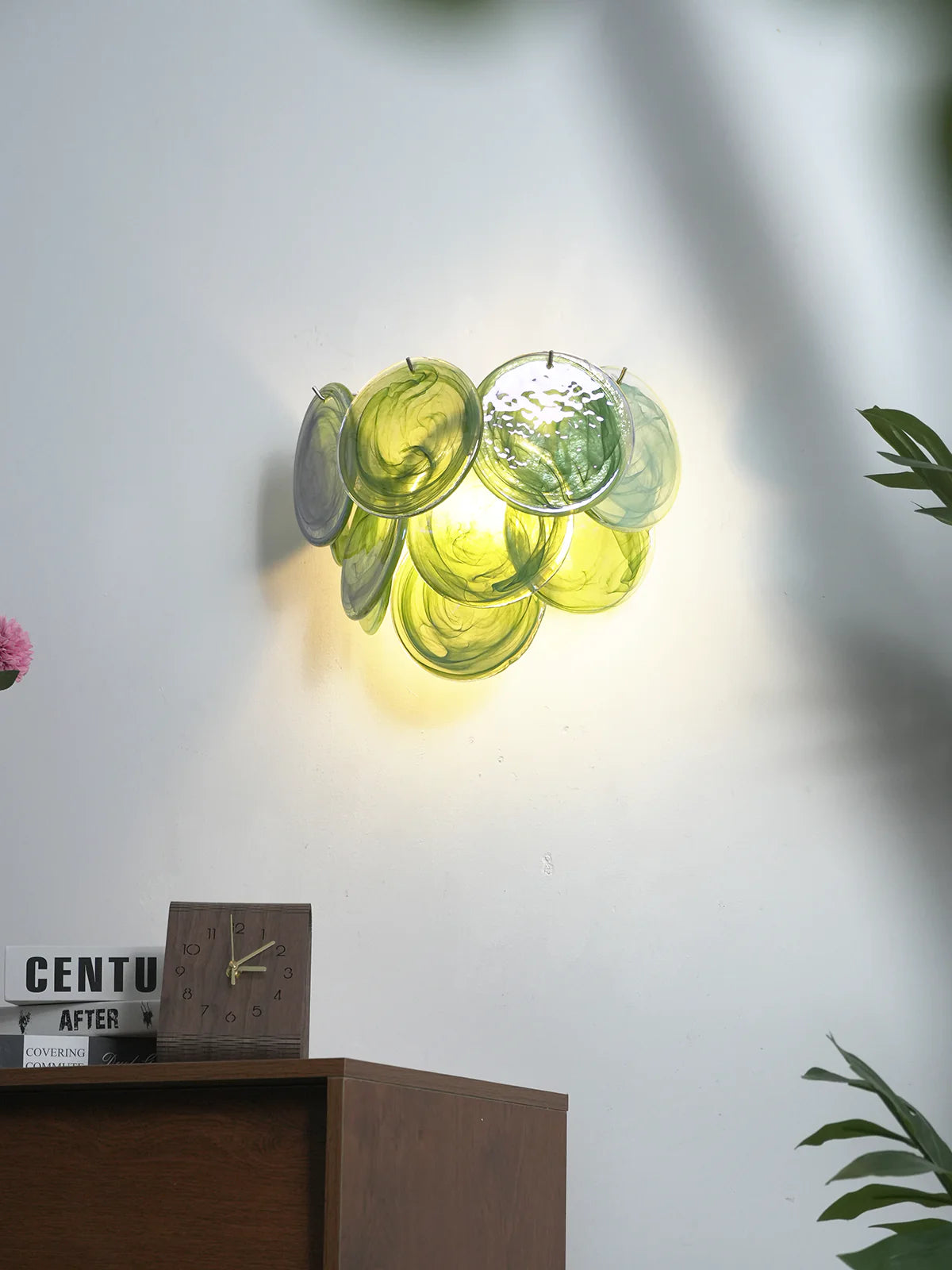 Aplique de pared disco de cristal de Murano verde