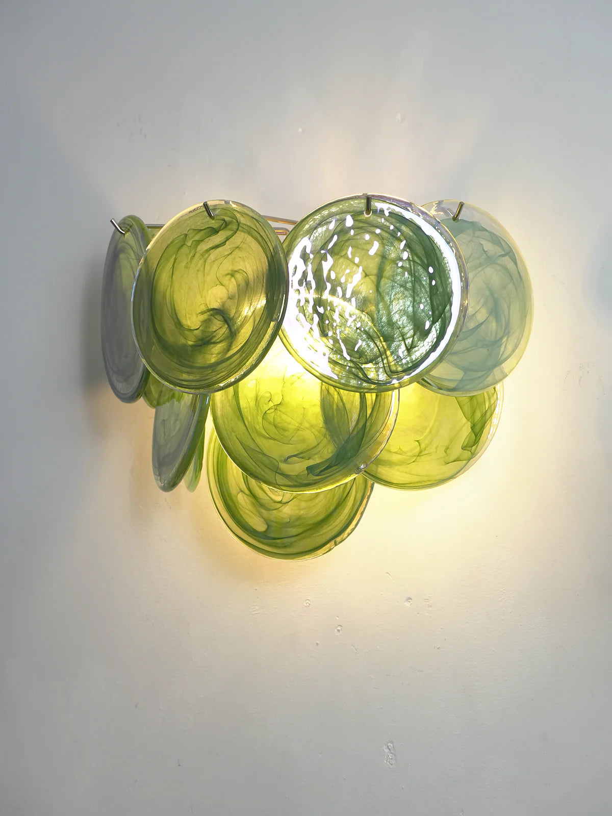 Aplique de pared disco de cristal de Murano verde
