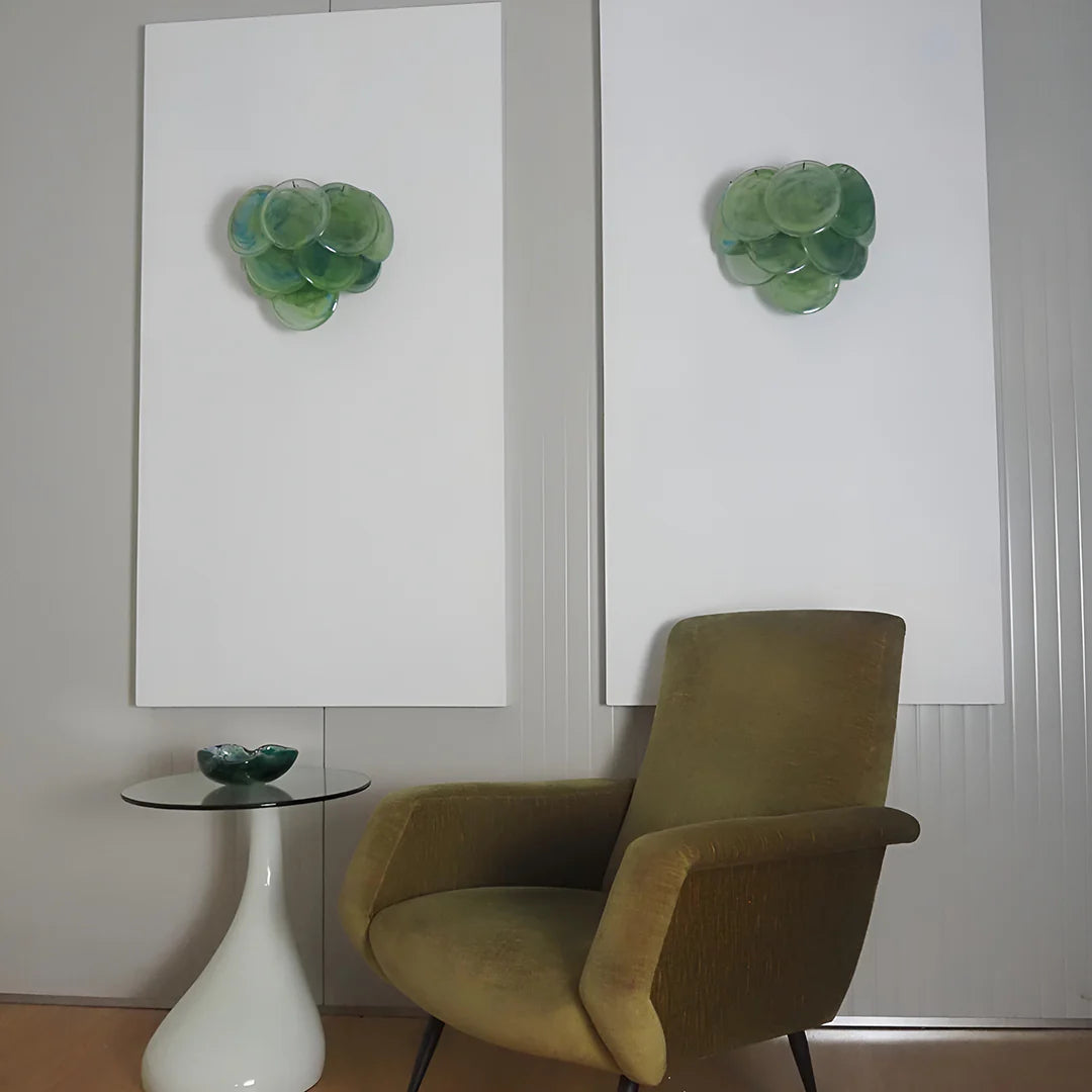 Aplique de pared disco de cristal de Murano verde