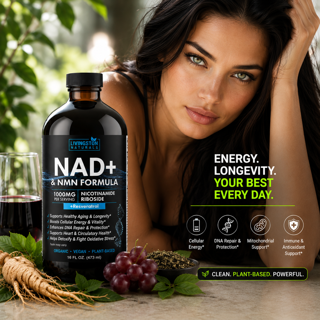 NAD+ & NMN Cellular Vitality Organic Formula with Resveratrol
