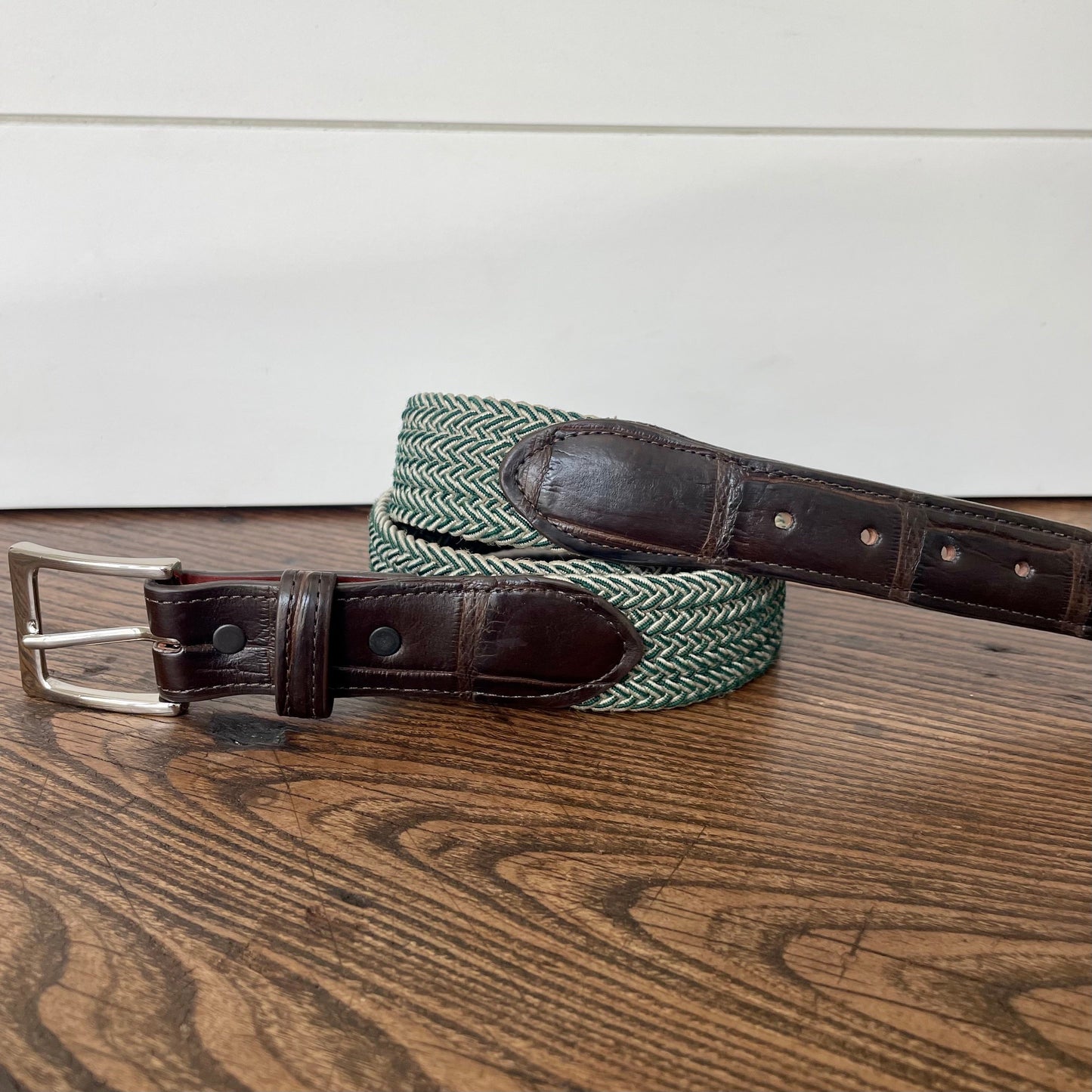 The Stretch Belt, Green & Tan